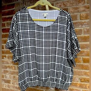 Cato Black and White Gingham Checkered Women's Top, Size XL